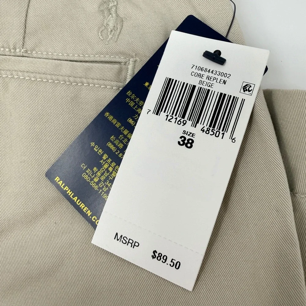 Polo Ralph Lauren Mens 38 Stretch Classic Fit 9 inch Chino Shorts Beige NEW